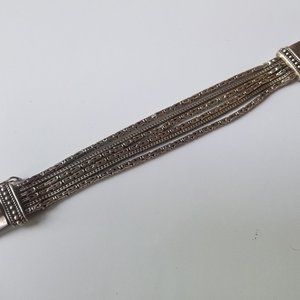 Silpada 925 Sterling Silver Multi Strand Byzantine & Wheat Link Chain Bracelet